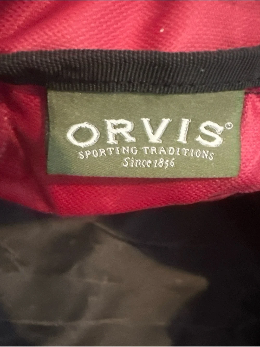 Orvis Red And Grey Nylon Duffle Weekend Travel Carry on Bag Shoulder Strap